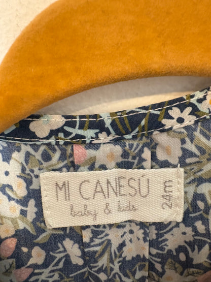 MI CANESÚ. Blusa flores cuello bordado. T 24 meses