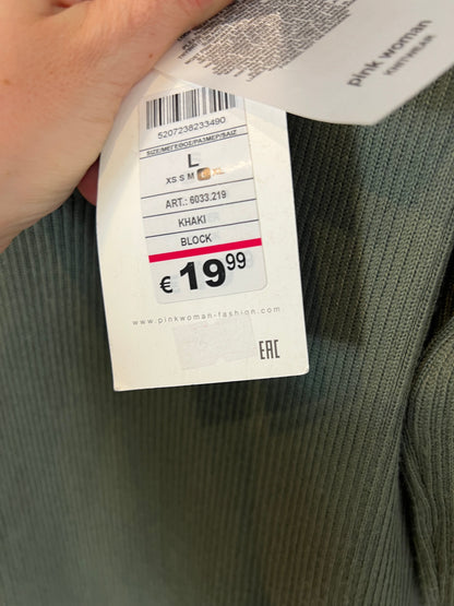 PINK WOMAN. vestido punto verde canalé T.l