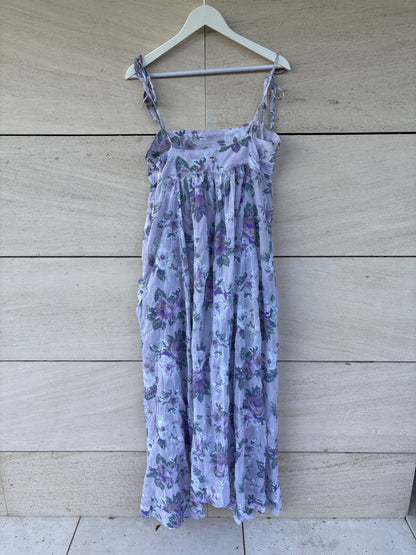 TCN. Long dress with mauve florals. TS/M