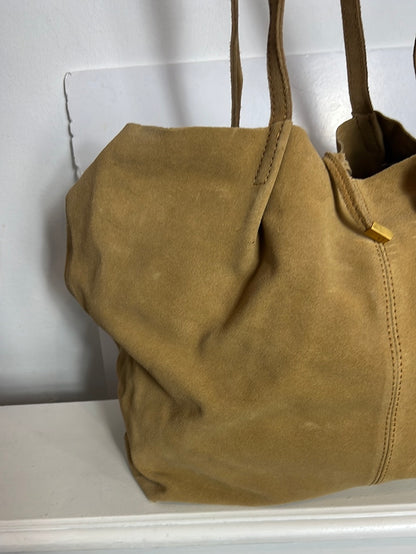 MANGO. Bolso shopper camel efecto piel