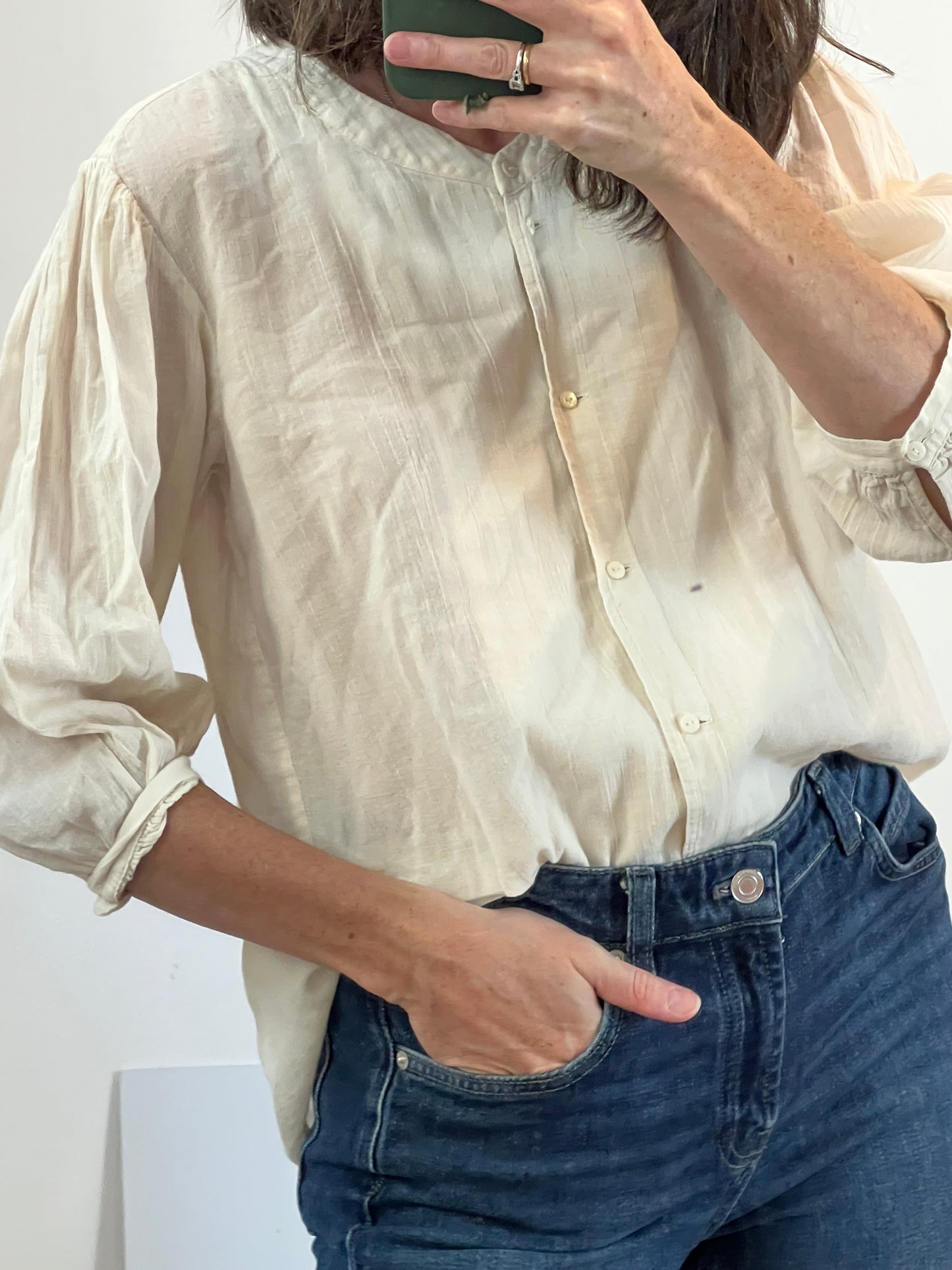 COMPTOIR DES COTONNIERS. Light beige cotton blouse. T 34