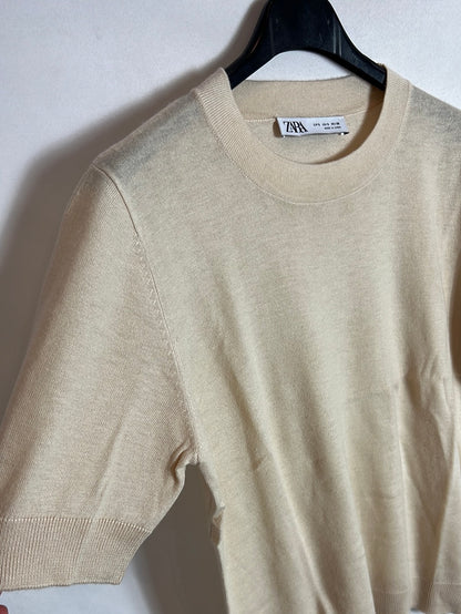ZARA. Top punto beige. T S
