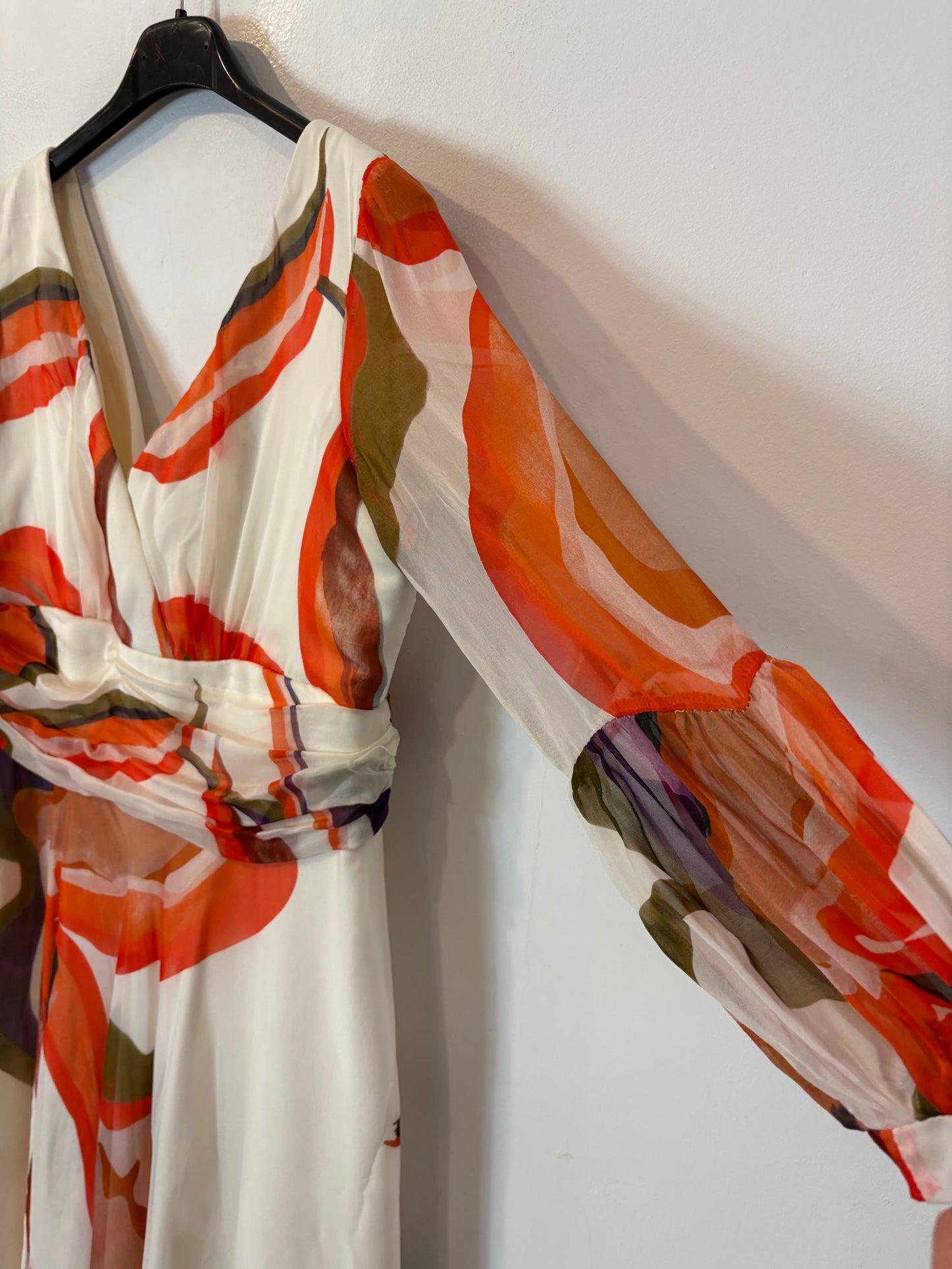 Vestido largo estampado mangas gasa