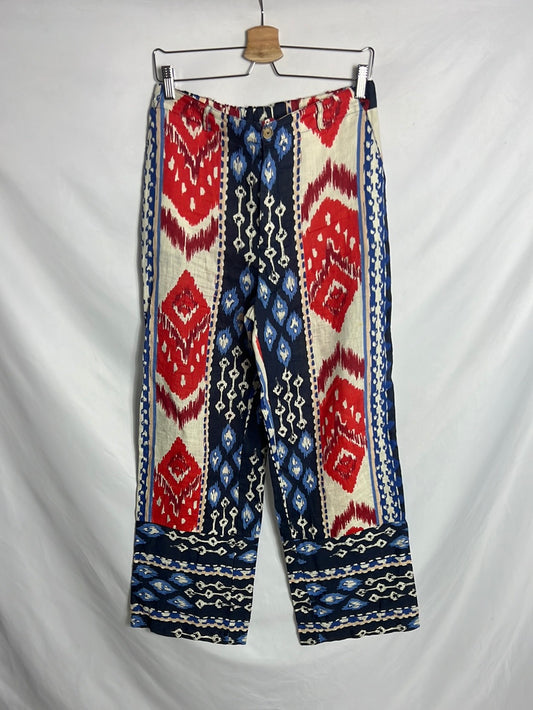 LLOYD'S. Printed linen trousers. S XS(M)