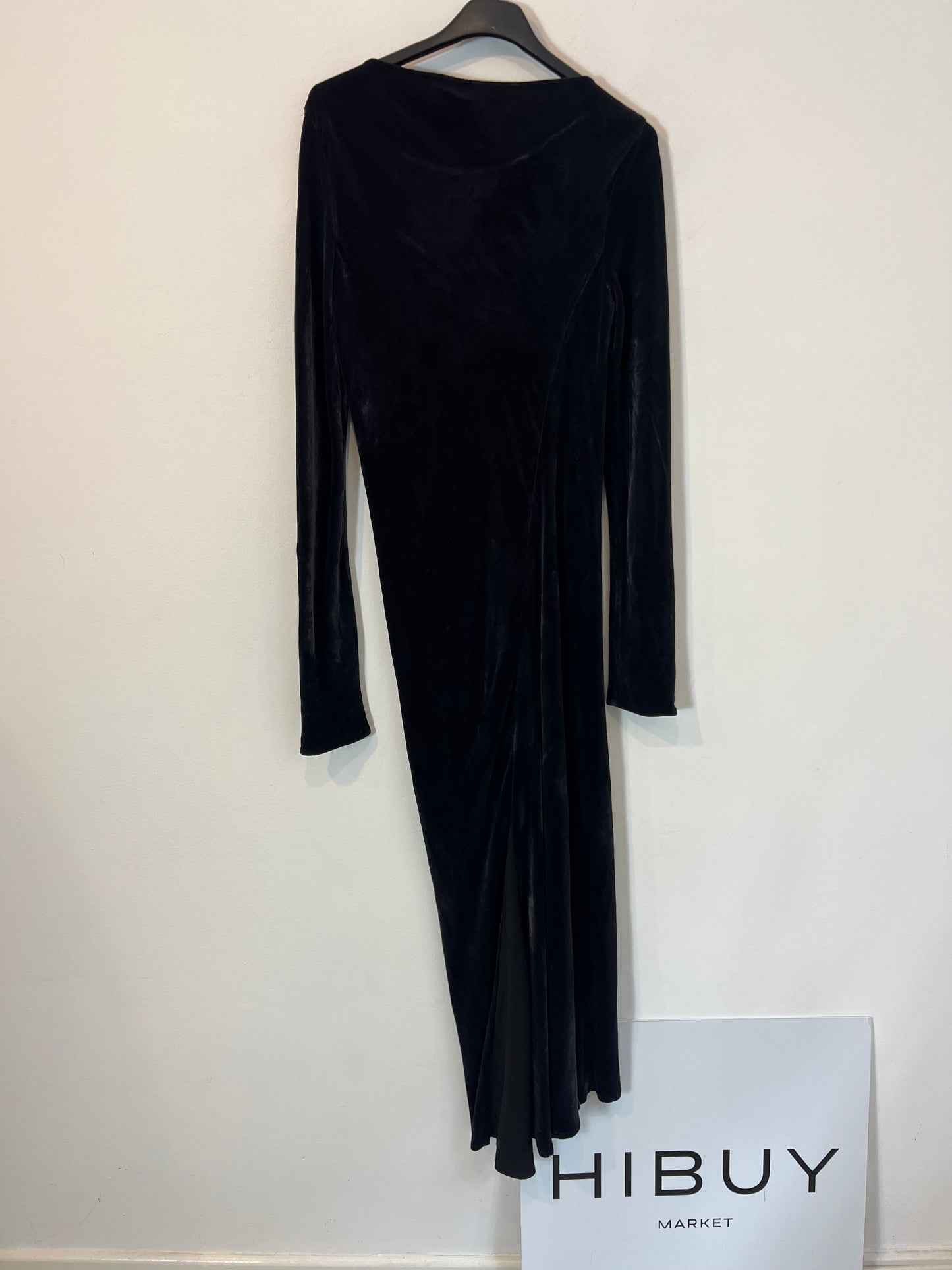 CORTANA. Vestido midi terciopelo azul. T 38 (tara)