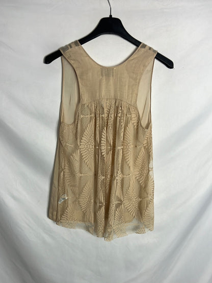 FORTE FORTE. Tan double-textured top. Size 1(S)