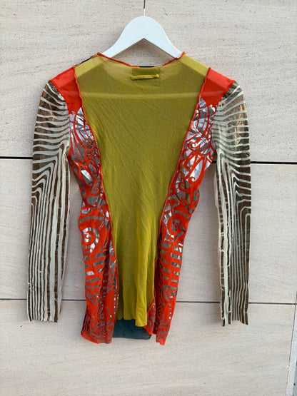 JEAN PAUL GAULTIER. Top malla estampado vintage