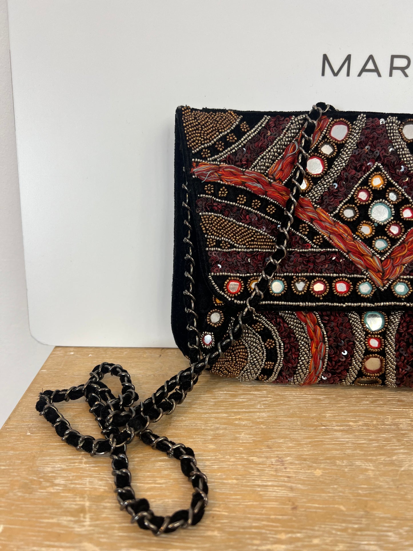 ZARA. Velvet and beaded bag