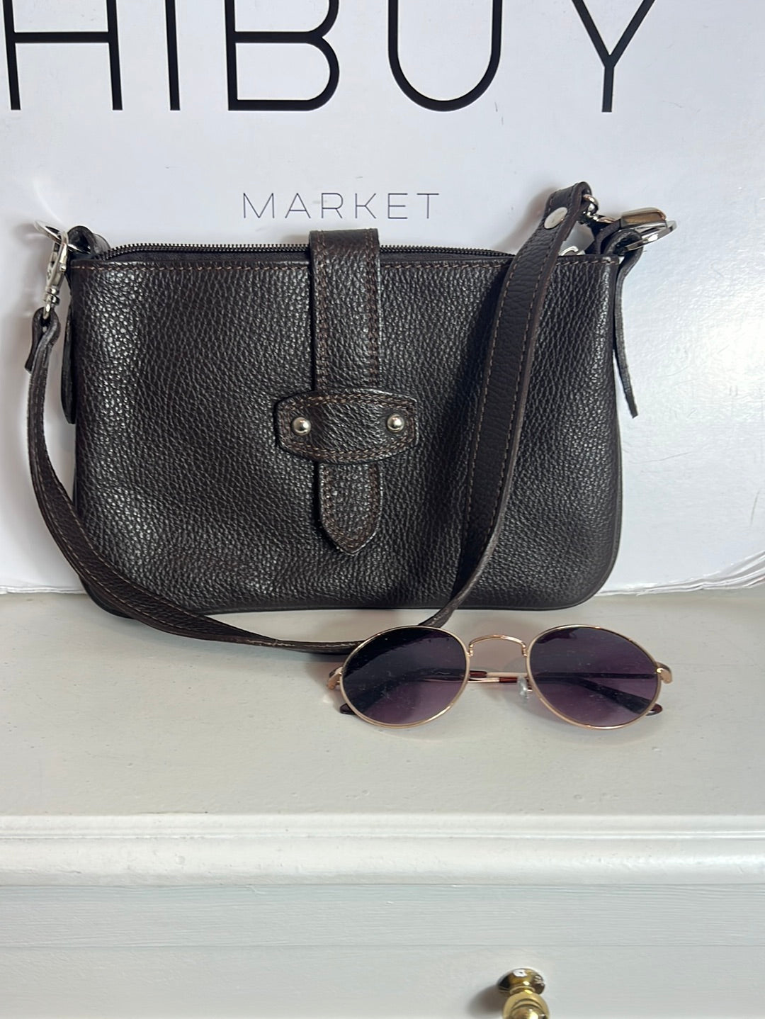 OTRAS. Bolso piel marrón asa corta