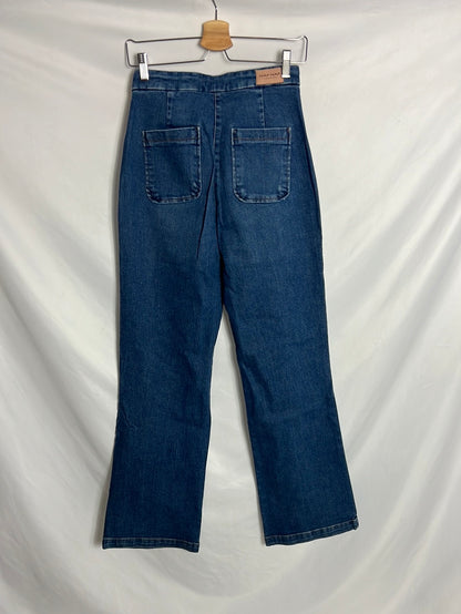 NAF NAF. Denim retro pata ancha. T 38