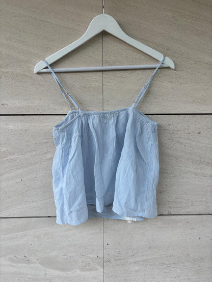 ZARA. Top azul  claro lencero