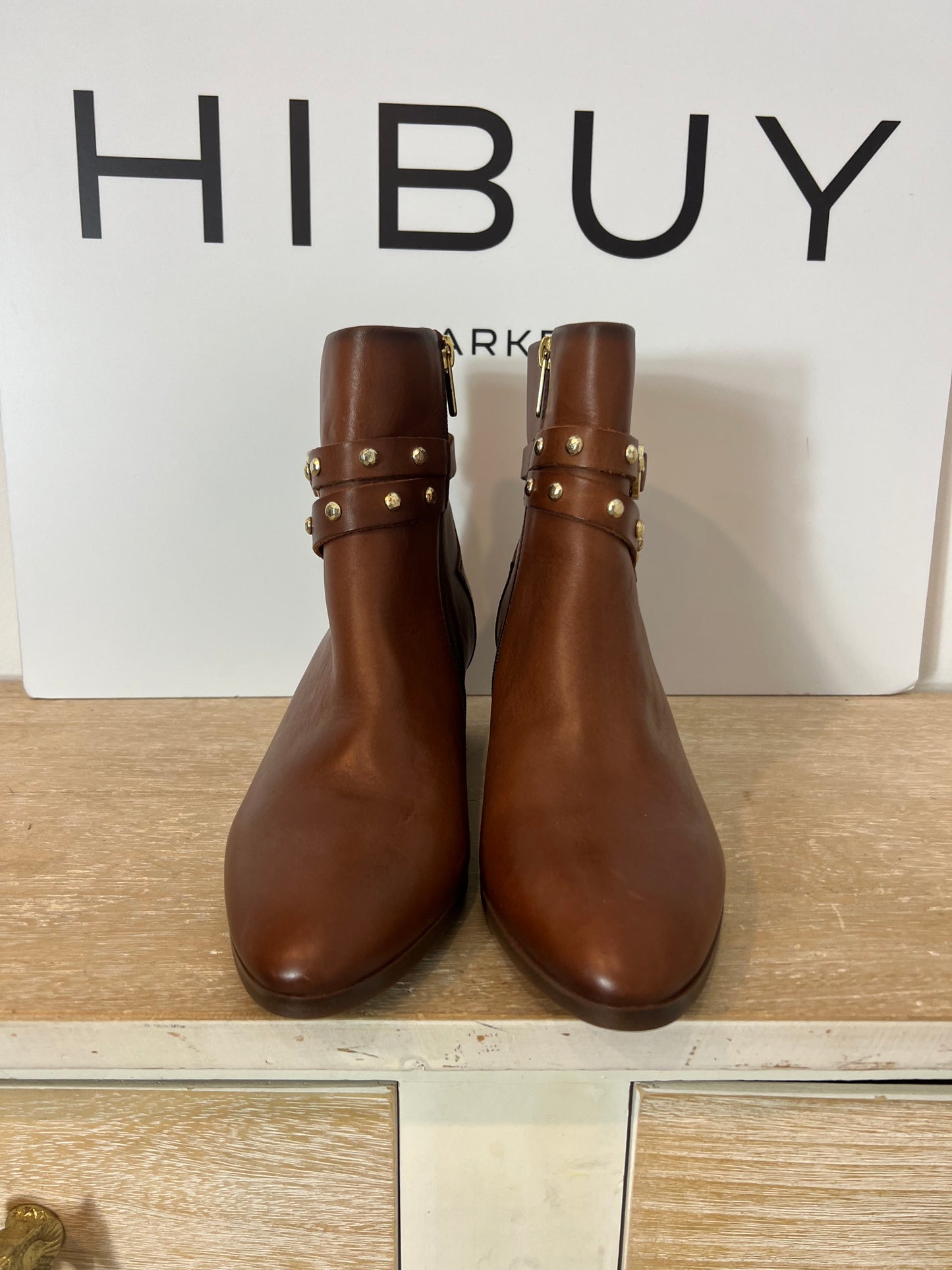 PIKOLINO. Camel studded ankle boots, size 38