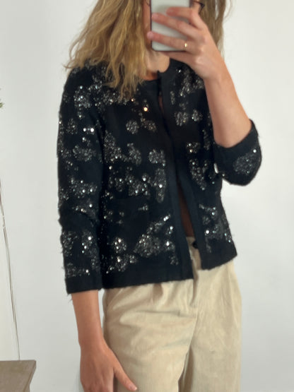 ZARA. Black sequin sweater TM