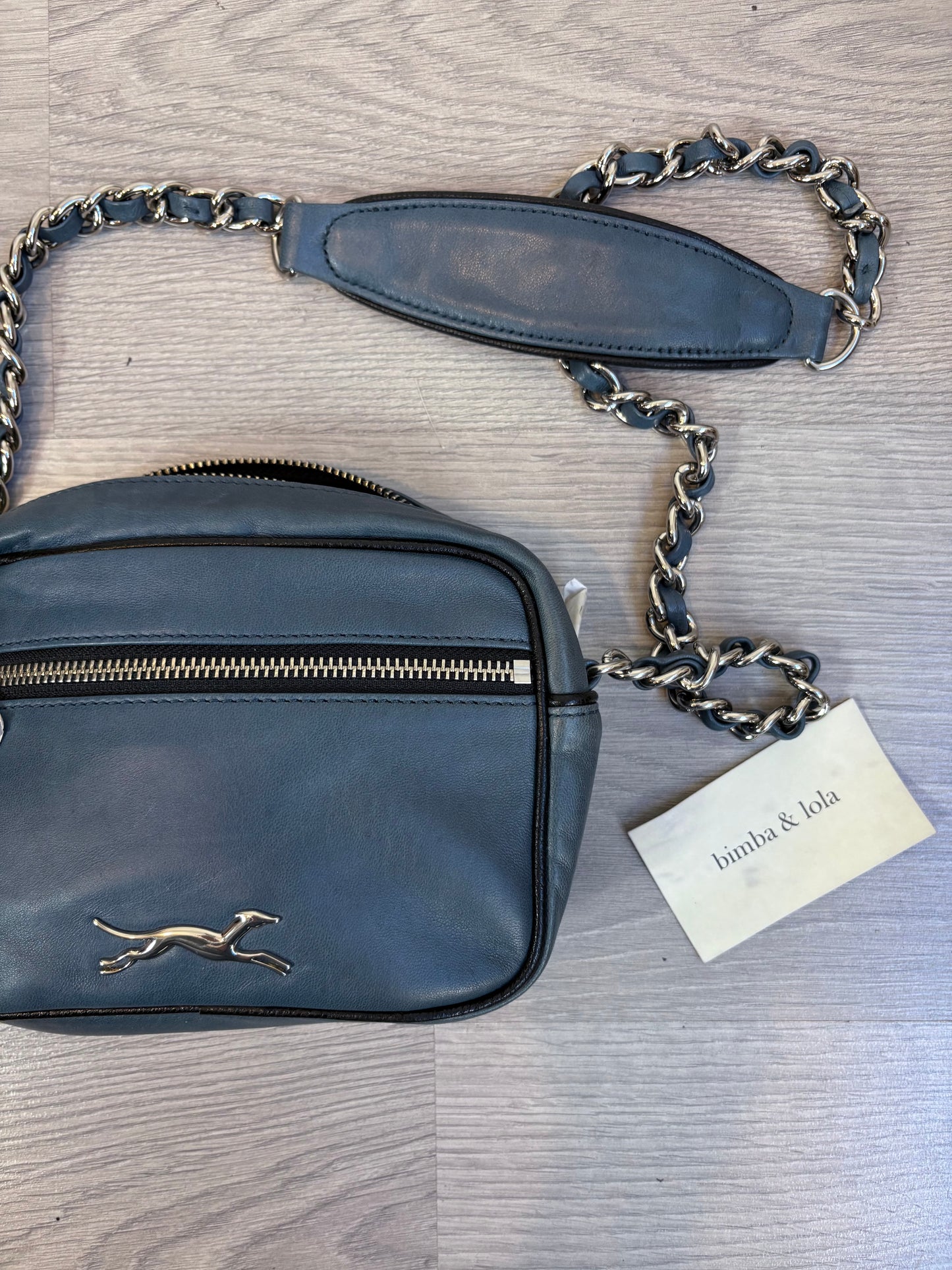 BIMBA Y LOLA. Bolso azul piel galgo