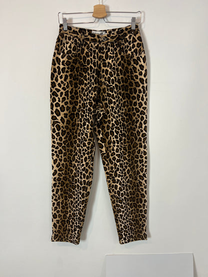 COTTON LINE. Textured animal print trousers. Size 31 (38)