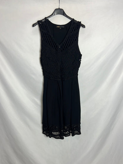 MAJE. Double-textured black dress. Size 2(M)