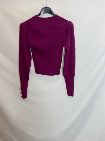 ZARA. Jersey canalé corto detalle botones. T.S