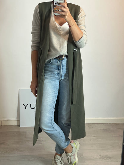 MANGO. Chaleco largo aberturas. T XS/S