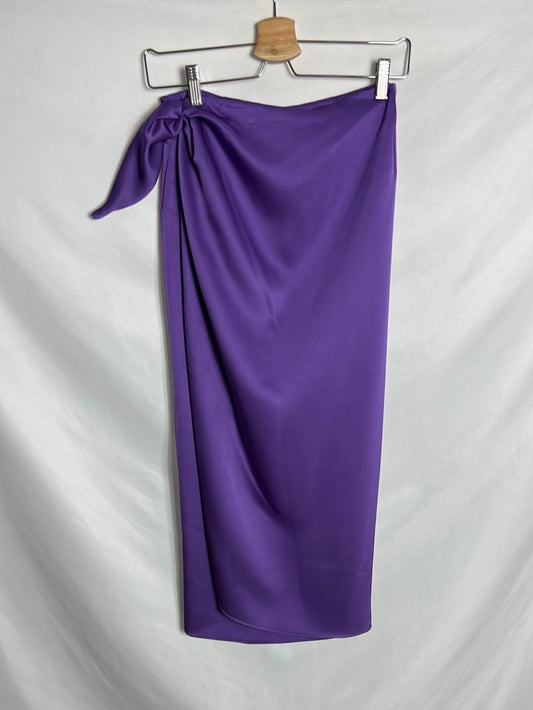 MY PEEPTOES. Purple sarong effect midi skirt. T.S.