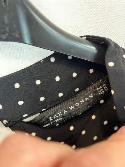 ZARA. Flowing black polka dot dress. Size XL