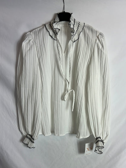 MARIETH. White pleated blouse T.xs