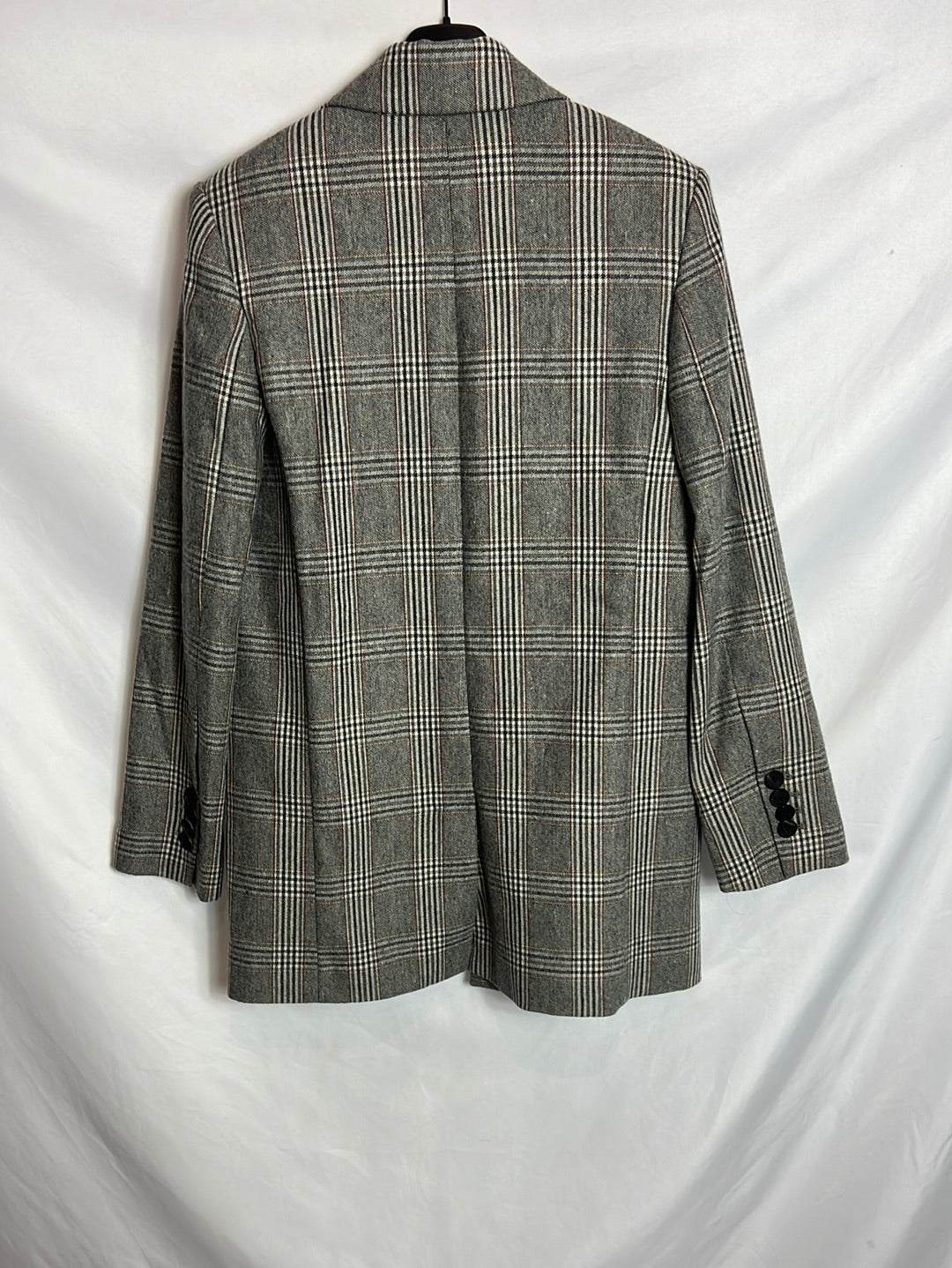 MANGO. Blazer larga cuadros estilo oversized. T XS