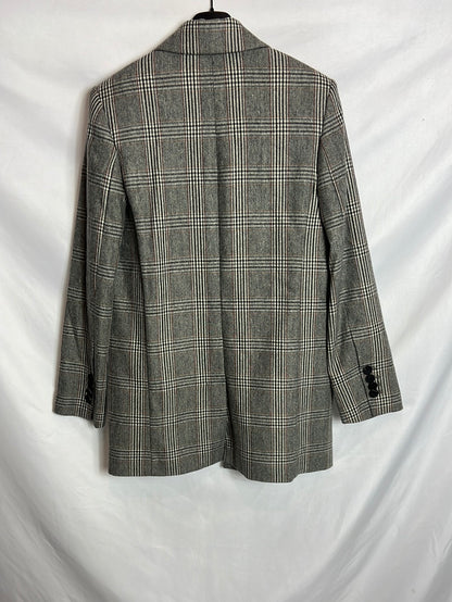 MANGO. Blazer larga cuadros estilo oversized. T XS