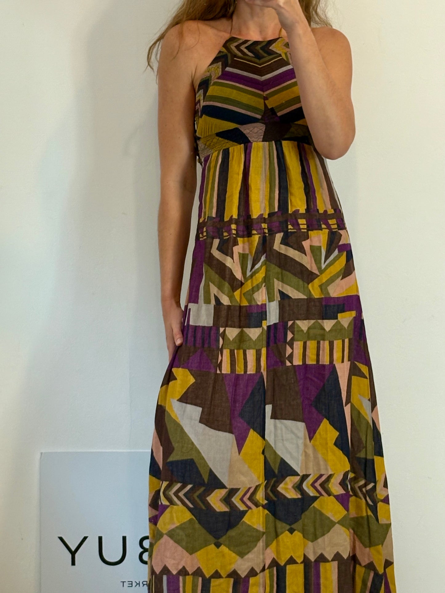 BA&SH. Vestido largo estampado halter