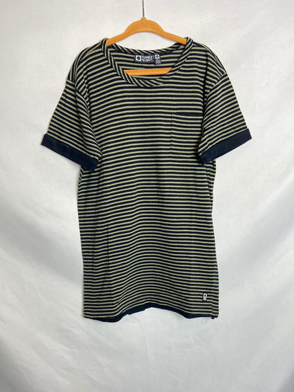 TUMBLE 'N DRY. Green striped T-shirt. Ages 8-10
