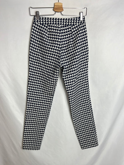 ZARA. Blue and white printed trousers. Size XS