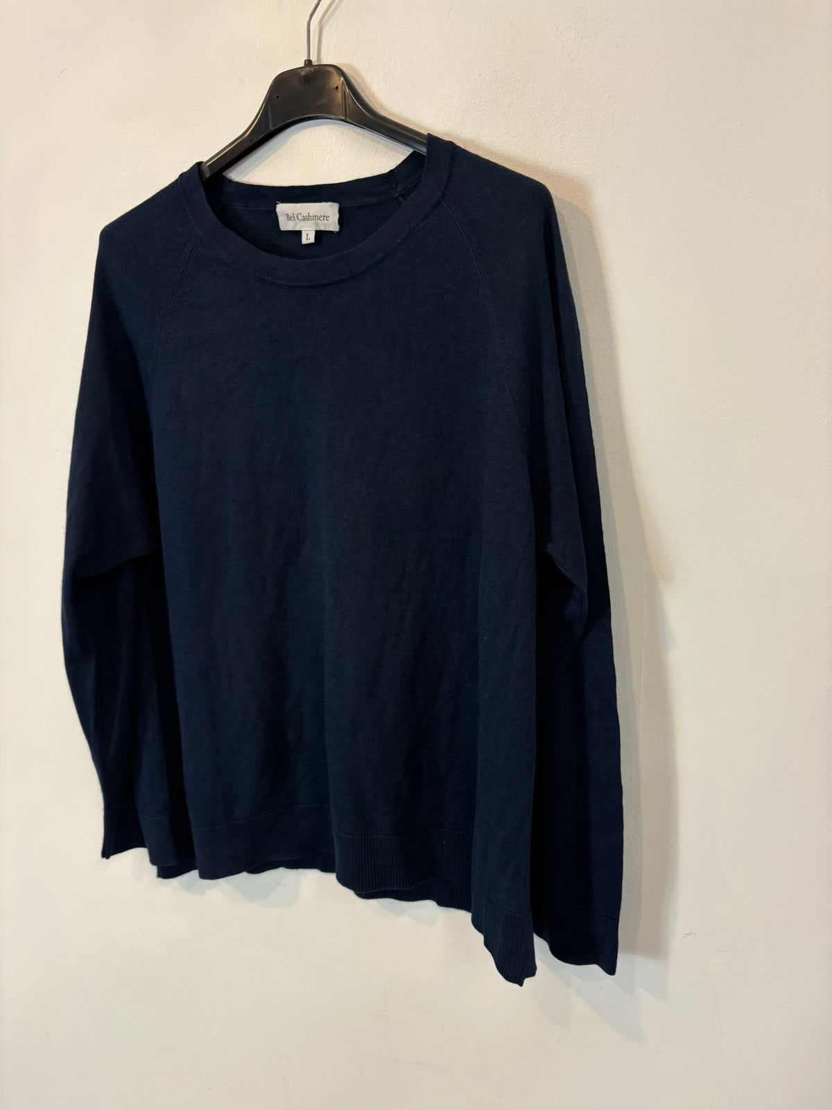 BEL CASHMERE. Jersey fino azul  seda y cashmere