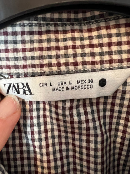 ZARA. blusa cuadros hombros T. L (M)