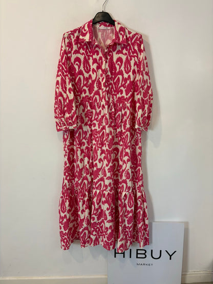 SFERA. Vestido largo estampado rosa