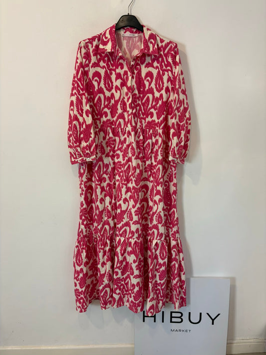 SFERA. Vestido largo estampado rosa
