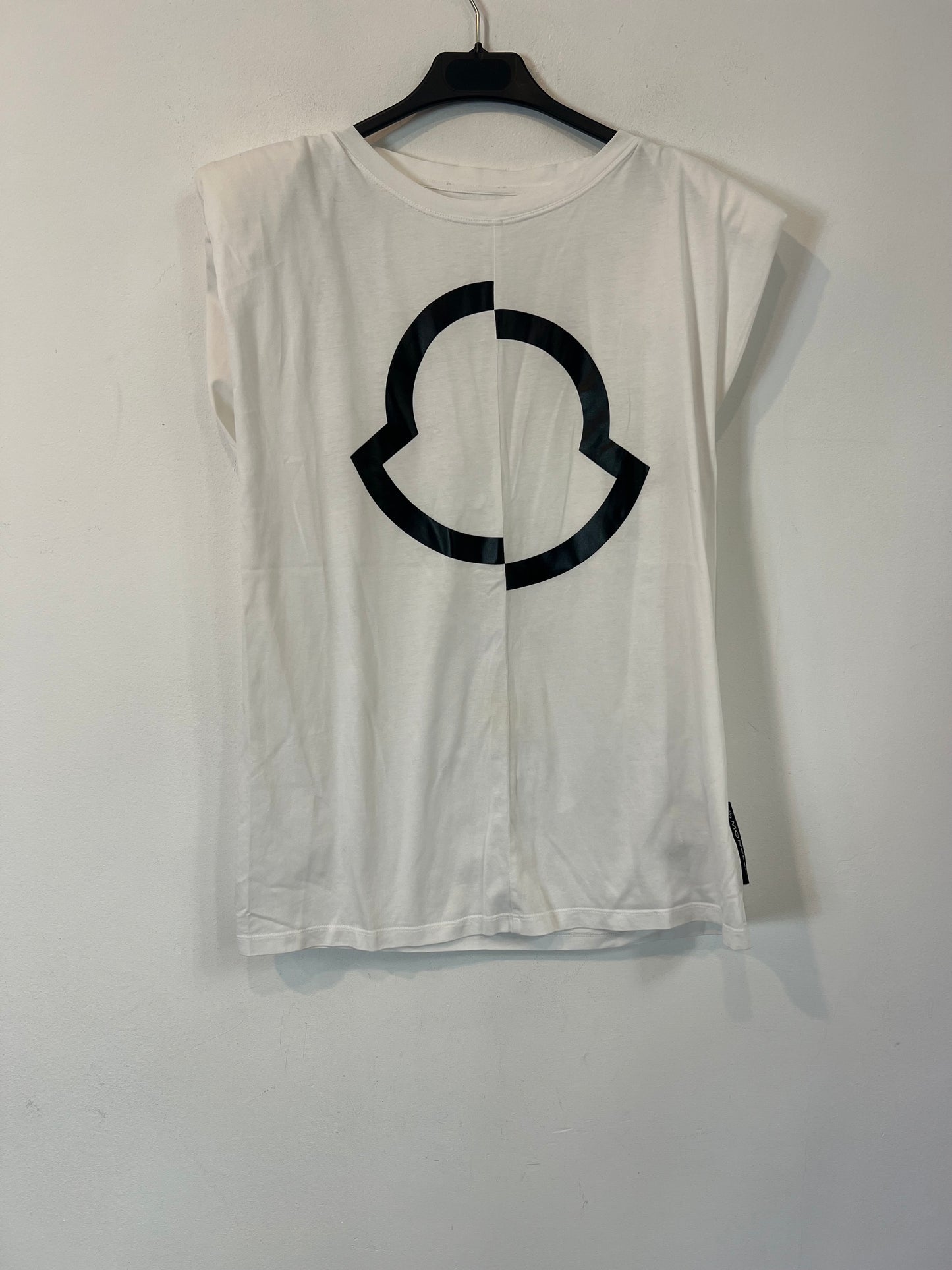 MONCLER. Camiseta blanca hombreras T.m