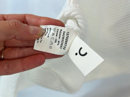 COMMENSE. Top blanco asimétrico canalé  T.m