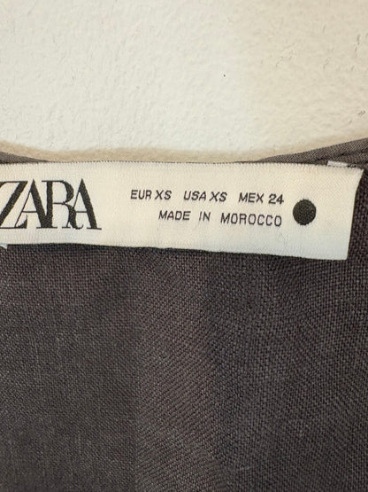 ZARA. Top gris lino. T XS