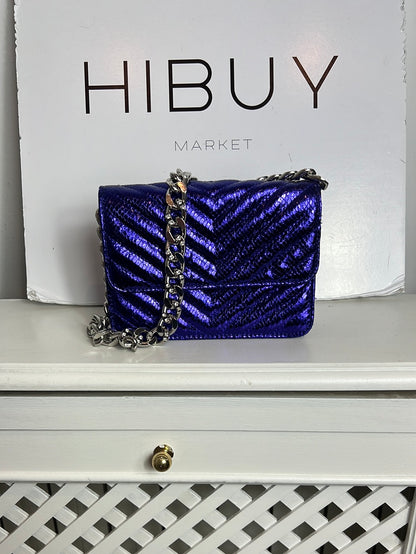 BERSHKA. Purple glitter mini bag