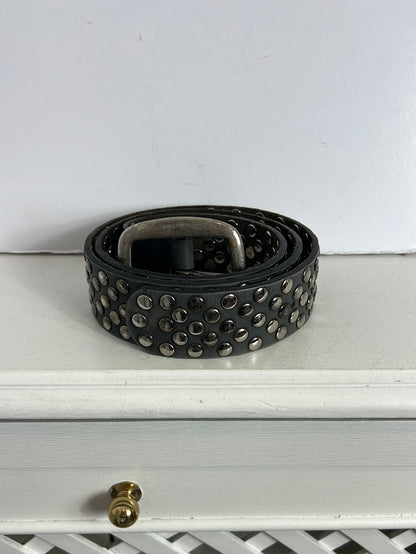 HAZEL. Gray leather belt with studs. 105cm