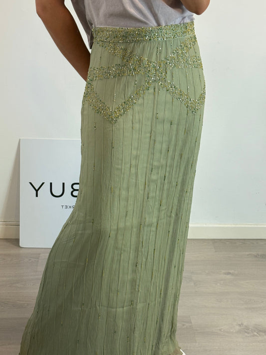 INTROPIA. falda verde abalorios T.42