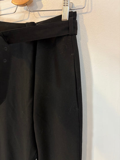 JOSEPH. Pantalón negro fluido detalles en piel