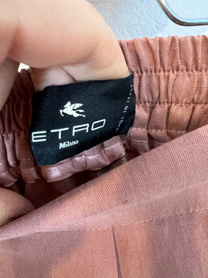 ETRO. Pantalón lino y seda rosa palo. T 34