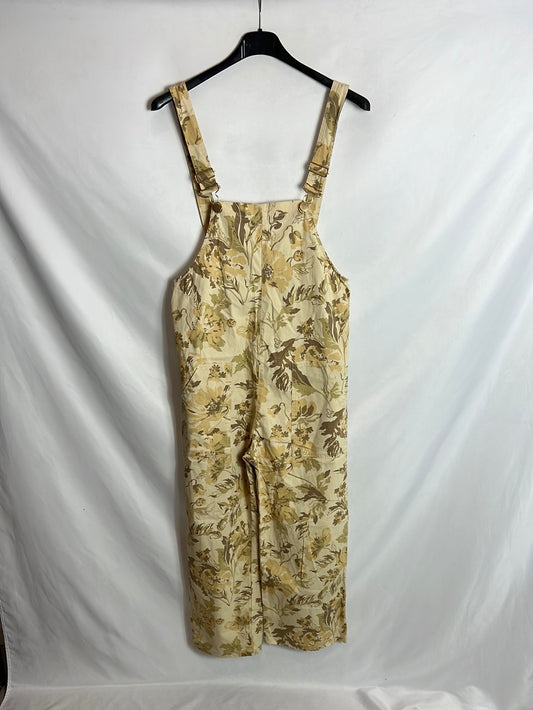 ZARA.Peto beige flores culotte T.xs