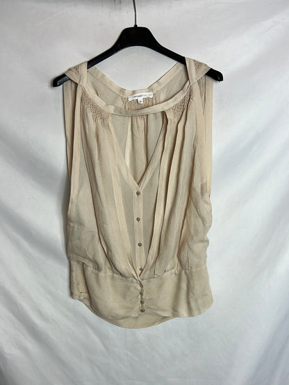 VANESSA BRUNO. Blusa beige textura T.36