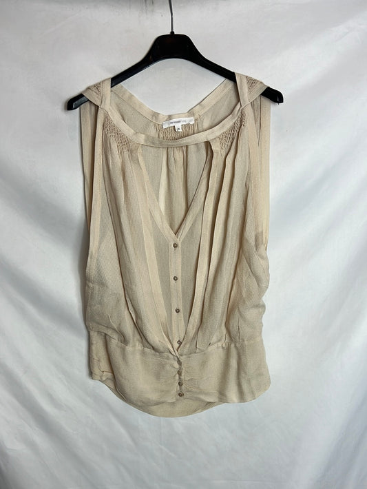 VANESSA BRUNO. Blusa beige textura T.36