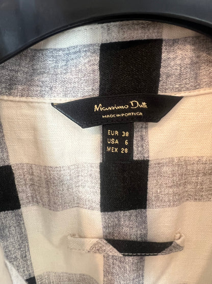MASSIMO DUTTI. Vestido largo camisero cuadros. T 38