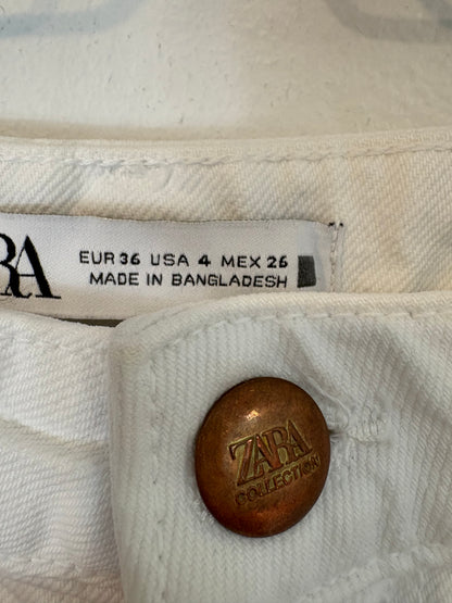 ZARA. White fringed shorts, size 36