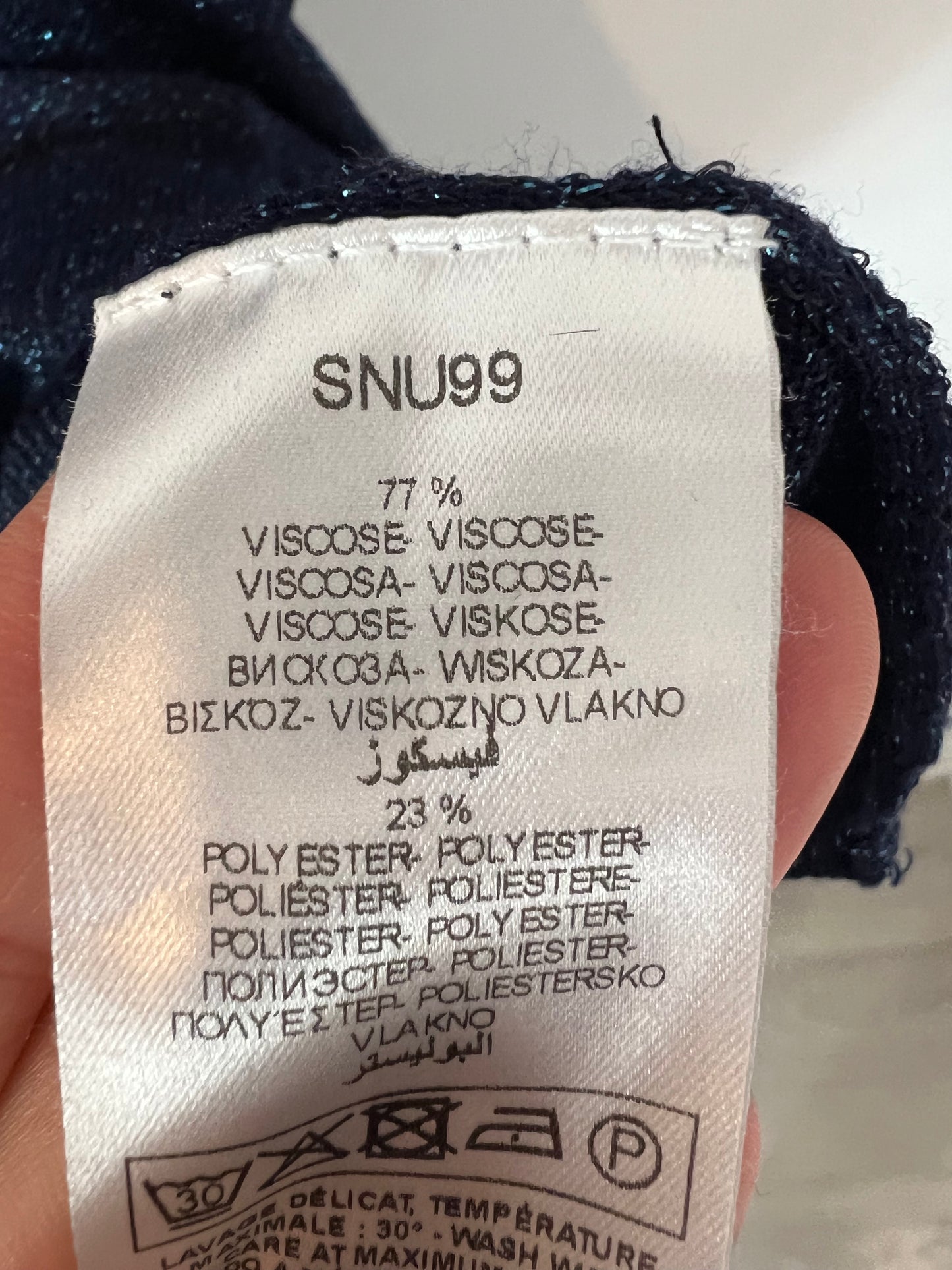 NAF NAF. Top doble textura hilos brillo. T S