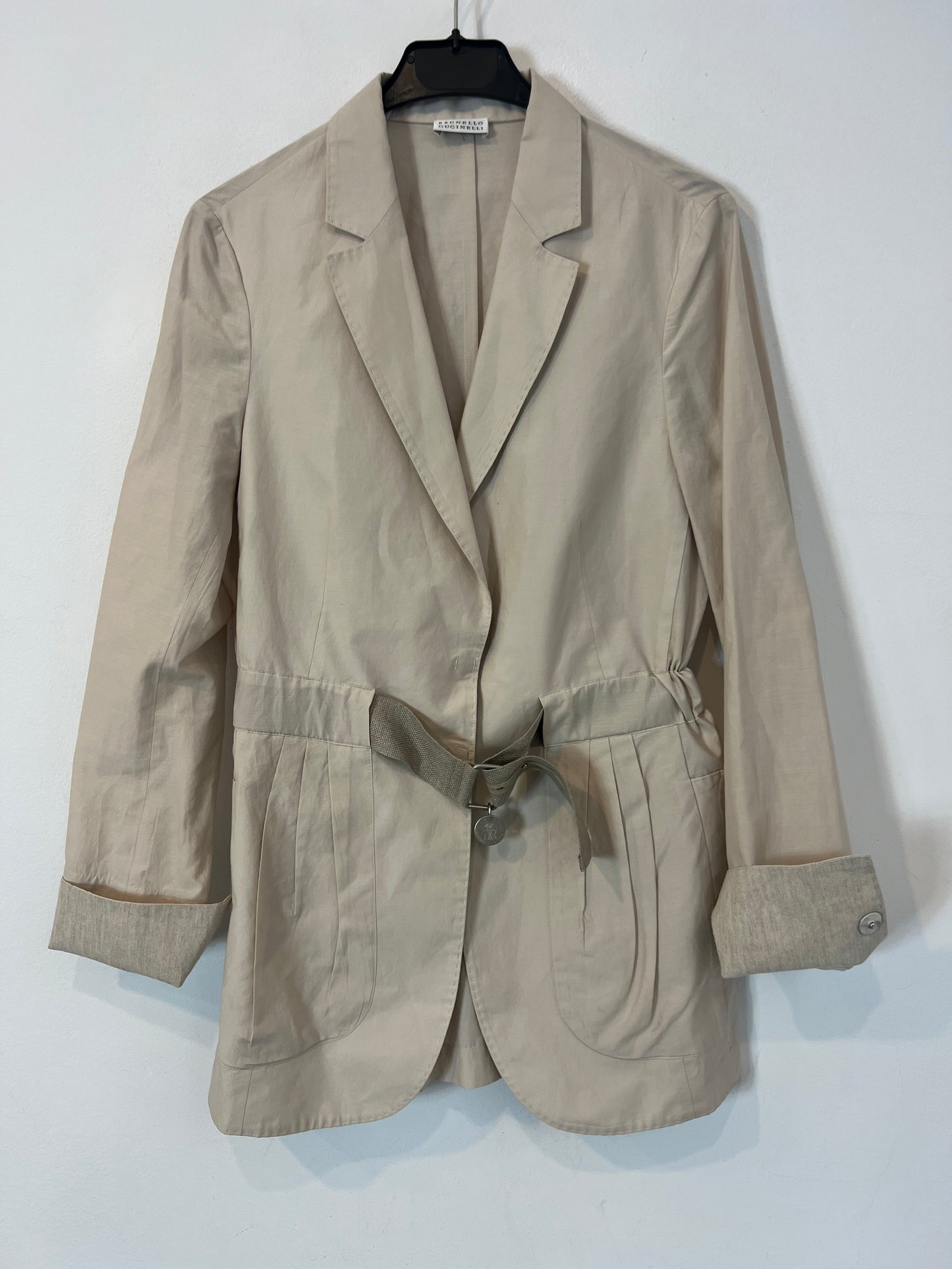 BRUNELLO CUCINELLI. Beige cotton and silk jacket. Size 42 (M)