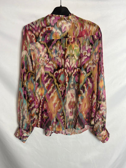 ZARA. Blusa estampada semi transparente. T S